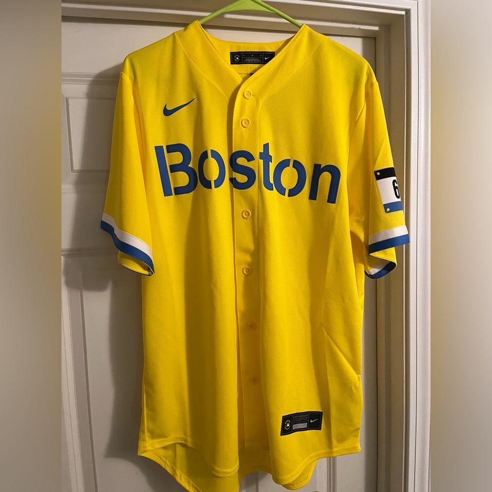 Boston Red Sox City Connect Yellow Jersey #2 Jersey